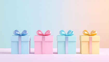 Obraz premium Four Pastel Gift Boxes with Ribbons