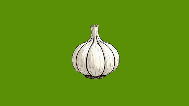 Flat colored garlic illustration With green background