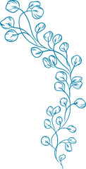 Botanical Line Art Branch – Floral Outline Illustration