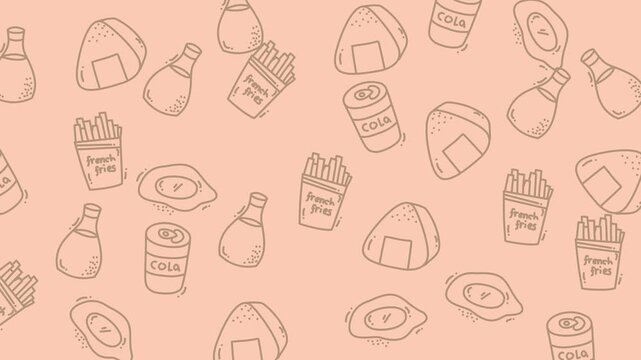 Drawings of cute japanese food items like onigiri and snacks perfect for food blogs, restaurant menus, and social media posts.