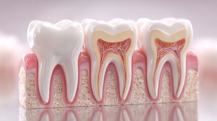 3D anatomical illustration of a tooth section