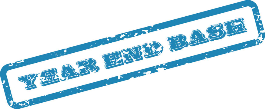 Year End Bash event stamp in blue with grungy texture vector