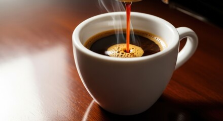 Pouring Espresso: Fresh Brewed Coffee Moment