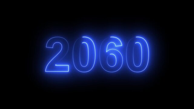 2060 Glowing Neon Line Text Animation, Powerful Abstract Neon Number Design in Stunning 4K Highlighting the Iconic and Important Year important date 2060.