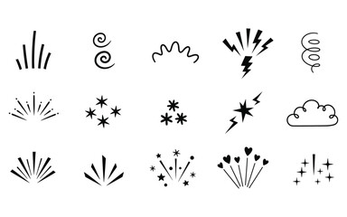 Black silhouette vector set of trees, plants, flowers, and butterflies for nature floral design and decoration