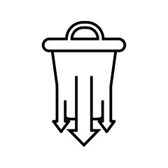 Waste Disposal Icon  – Trash with Downward Arrows  vector illustration, pictogram isolated on white background. color editable