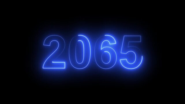2065 Glowing Neon Line Text Animation, Powerful Abstract Neon Number Design in Stunning 4K Highlighting the Iconic and Important Year important date 2065.