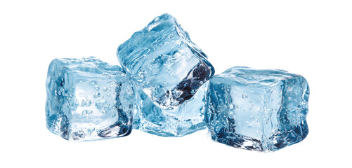 Obraz premium Close up of clear, translucent ice cubes with small bubbles