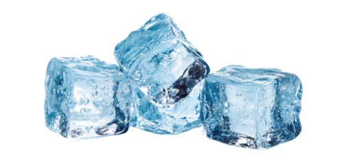 Close up of clear, translucent ice cubes with small bubbles