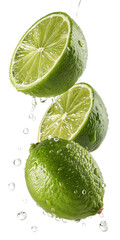lime slices on white background
