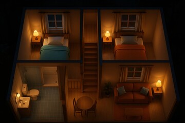 House interior cutaway view