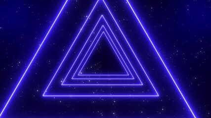 Video animation of many triangles in neon blue on dark background. - abstract background - seamless loop - Powered by Adobe
