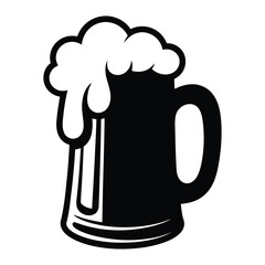 Beer mug with foam overflowing Vector, Silhouette, Illustration