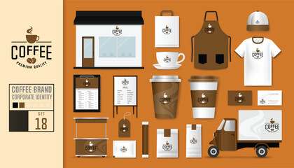 Coffee brand identity mockup Logos  marketing materials displayed