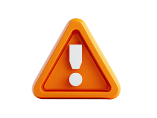 3D orange warning triangle with white exclamation mark
