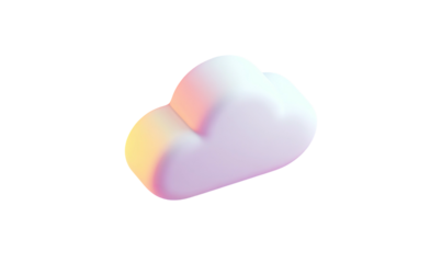 3D rendered fluffy cloud with soft pastel color gradient