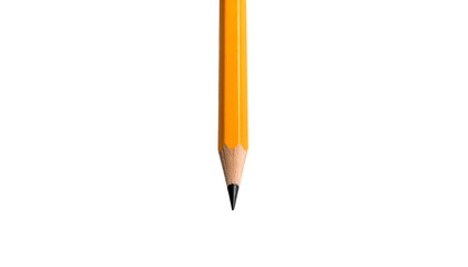 A sharp, yellow writing tool, centered, against a solid black background