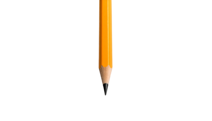 A sharp, yellow writing tool, centered, against a solid black background