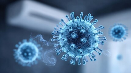 Conceptual illustration of a virus particle with a blurred background