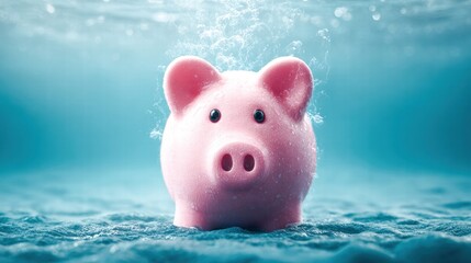 Piggy bank submerged in water