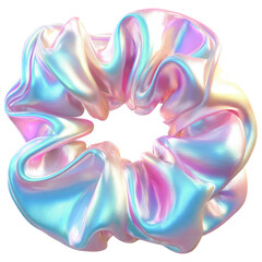 Iridescent fabric scrunchie with flowing, pastel hues