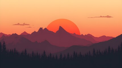 Generative AI- sunset in mountains