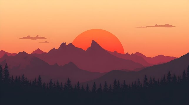 Generative AI- sunset in mountains