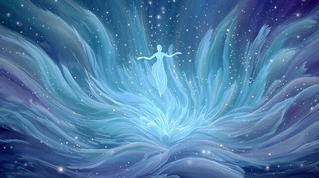 Ethereal Depiction of Goddess Lakshmi Emerging from Lotus Flower, Divine Feminine Energy and Spiritual Awakening