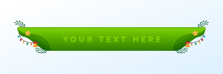 Modern Green Christmas Lower Third Banner with Festive Lights and Ornaments for Game UI and Video Overlays