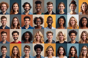 Multicultural Avatar Gallery: A Photo Collage Capturing Close-Up Headshots of a Diverse Group of Individuals with Unique Personalized Styling