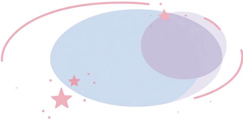 Soft pastel bubble with pink accents and falling stars