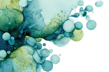 Abstract fluid art with organic shapes and vibrant teal and green tones