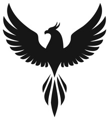 Obraz premium Black Phoenix Silhouette with Wings Spread