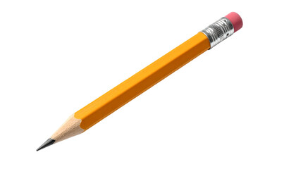 Close-up studio shot of a classic yellow writing instrument with eraser and sharpened graphite point