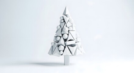 Abstract Geometric Christmas Tree Modern Holiday Decoration on White Background