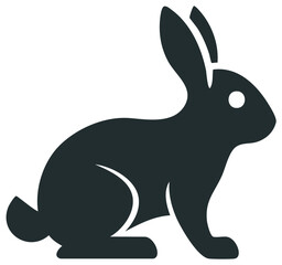Obraz premium Stylized silhouette of a rabbit or hare in profile facing right on a white background