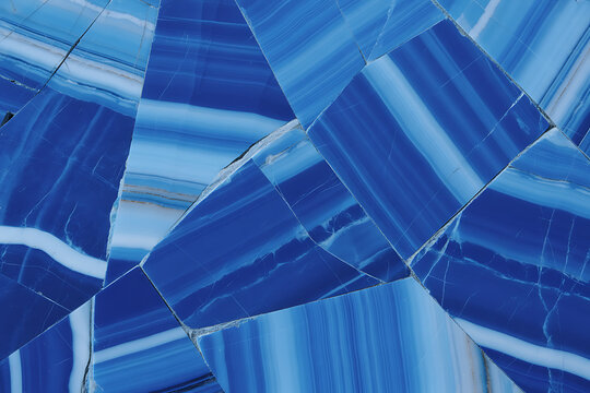 Abstract geometric pattern of blue agate stone slices