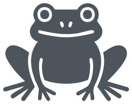 Stylized illustration of a grey frog, front view.
