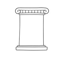 Fototapeta premium Doodle frame in antique Greek column style. Hand drawn Roman pillar and Greek column. Ancient museum doodle icon. Hand drawn line border. Vector illustration isolated on white background.