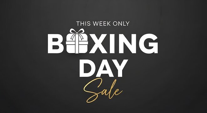 Boxing day sale banner with gift box icon