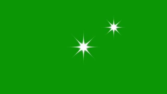 Twinkling cartoon stars and glitter FX, twinkle star glitter sparkle, comic manga flashes, flat smoke bursts, and sparkle pop-up animations, and cartoon shine effects on green screen 4k video