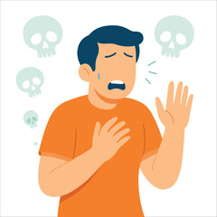 Fear of death thanatophobia depiction of man anxious about mortality