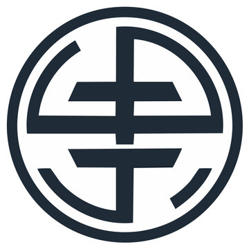 Traditional Japanese kamon style circular emblem with a geometric abstract symbol