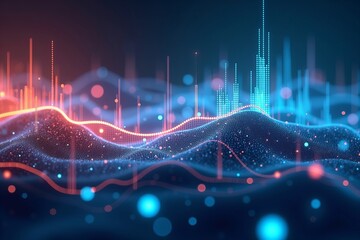 A visual exploration of the digital world of online finances through abstract shapes and colors”