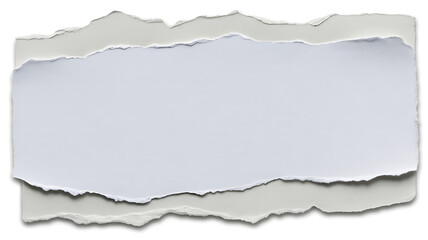 Naklejka premium Torn paper strip with white space in the middle, isolated on white background