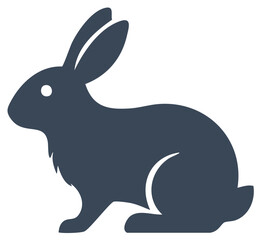 Obraz premium Cute Dark Blue Rabbit Icon Vector Graphic Minimalist Design Side Profile Animal