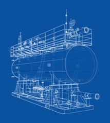 Industrial Equipment Blueprint. Vector