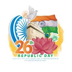 Creative vector Illustration of Republic Day (26th january ).