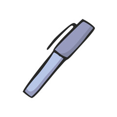 Hand Drawn Marker Pen Doodle Vector Illustration, Writing and Drawing Tool Icon, Office Supplies and Stationery Equipment, Signing Document Graphic, Simple Minimalist Education Sketch