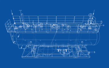 Industrial Tank Blueprint. Vector
